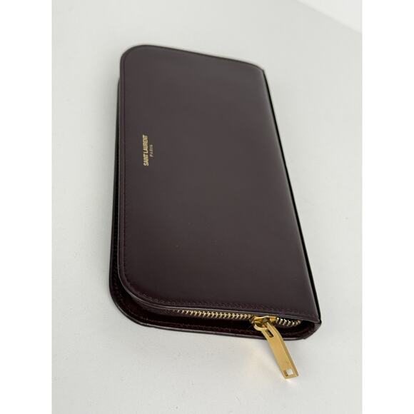 Saint Laurent Amerena Zip Around Wallet Burgundy Leather - Picture 7 of 15